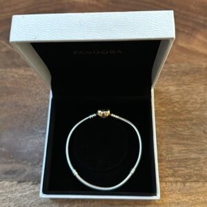 Preowned Pandora Shine Heart Clasp Sterling Silver 7.5 Bracelet